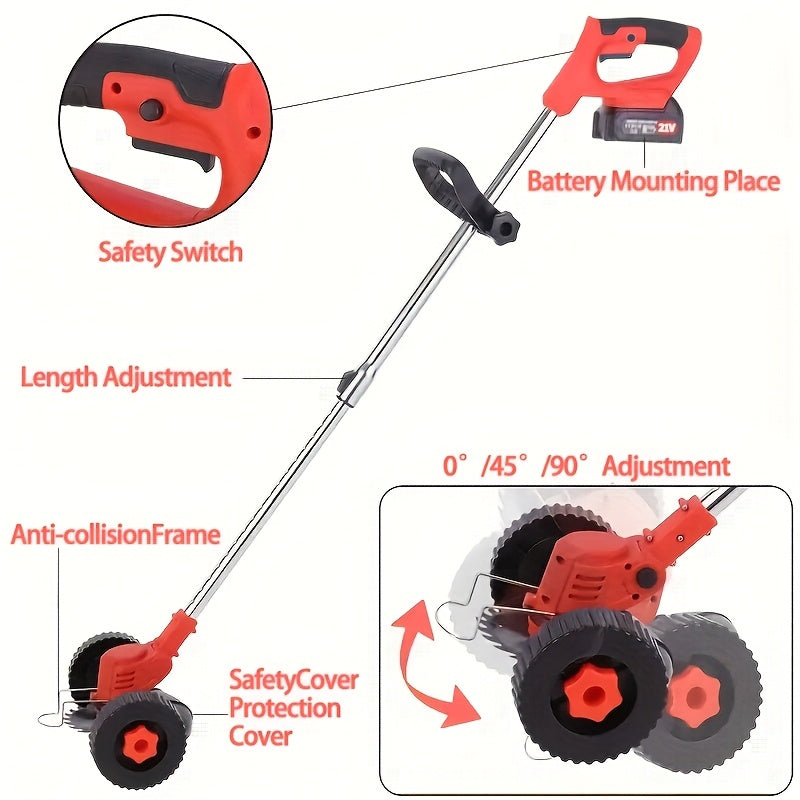 Cordless Electric Lawn Mower 21V with 2 Batteries and 3 Blades