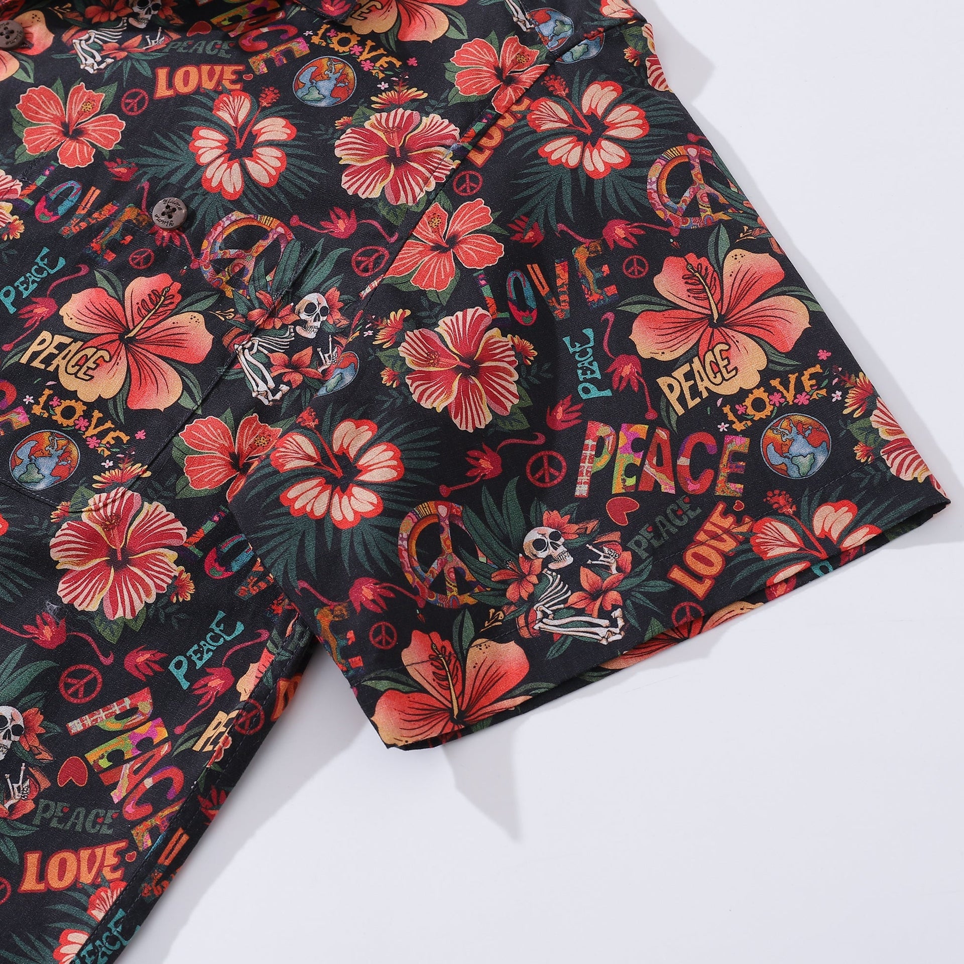 Men's Musical Hibiscus Cotton Camp Collar Aloha Shirt