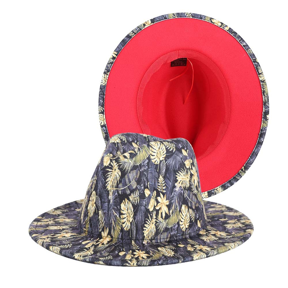 A stylish two-tone luxury wide-brim fedora hat with a classic crown design for men and women.