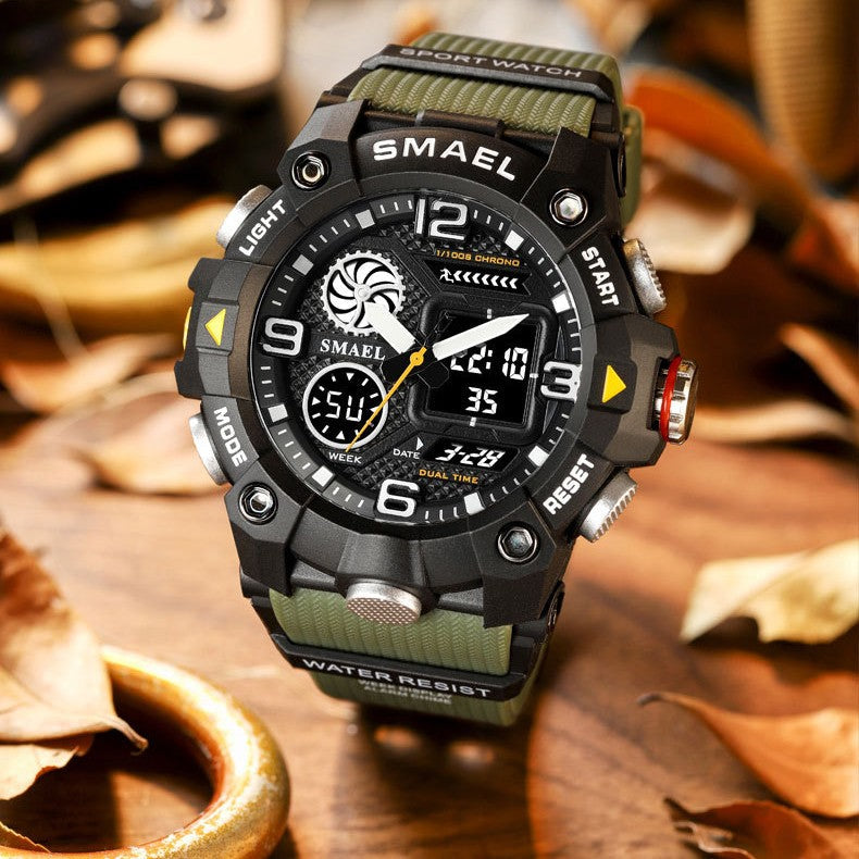 Tactical Dual Time Sport Watch Waterproof 50M Alarm Chronograph