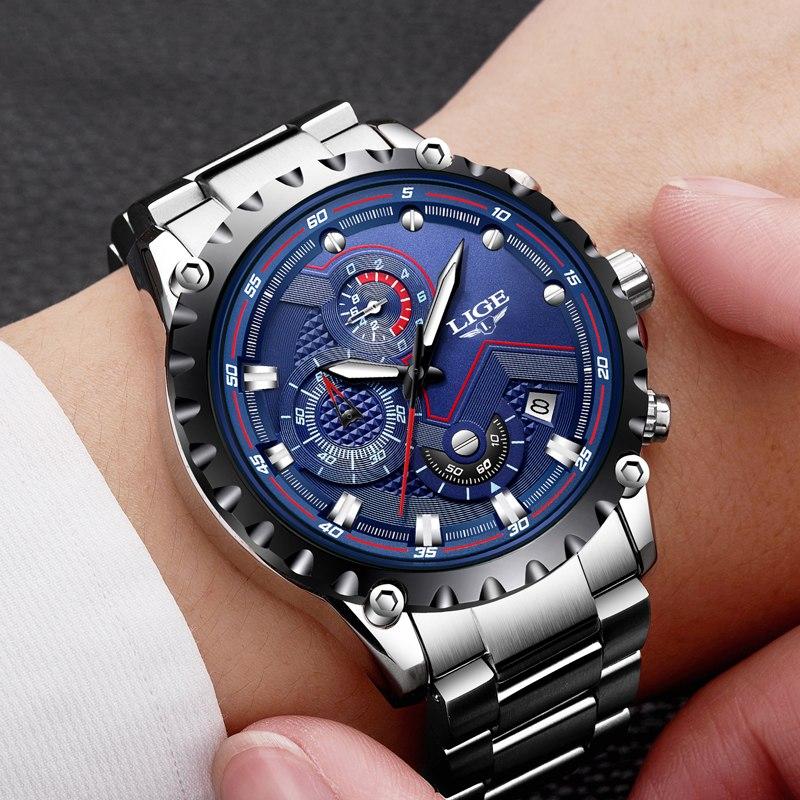 Men's Business Elegant Analog Watch with Leather Strap and Day View