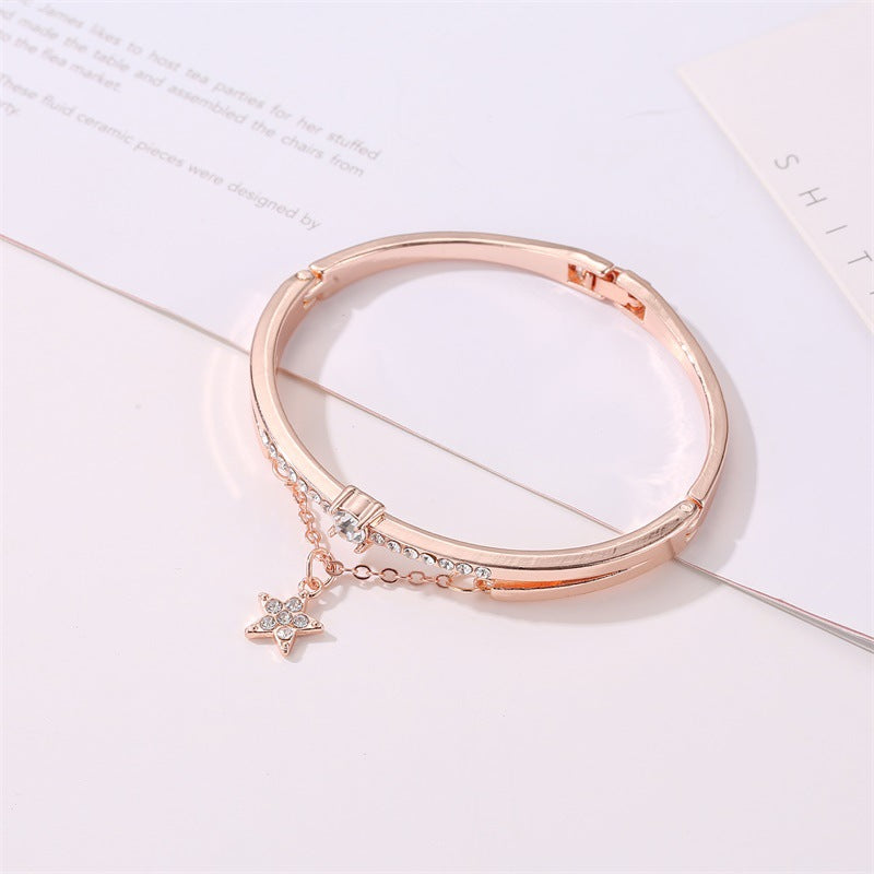 Rose Gold Forever Love Heart Charm Bracelet for Women