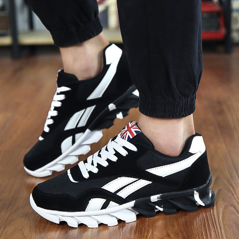 Men's breathable mesh athletic sneakers in black and white
