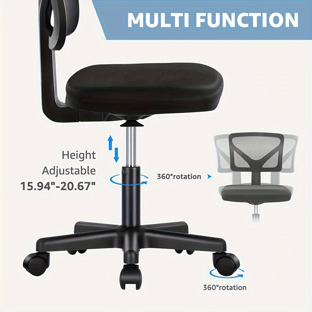 Ergonomic Armless Mesh Swivel Office Desk Chair with Wheels