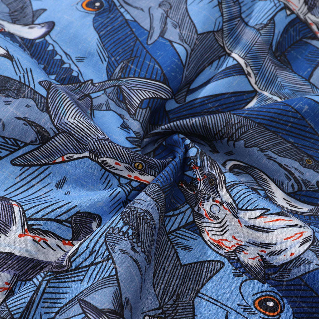 Sharks in Schools Graphic Camp Collar Hawaiian Shirt