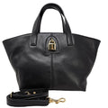 Madison Maison x Joan Hornig Black Leather Lock Tote Bag