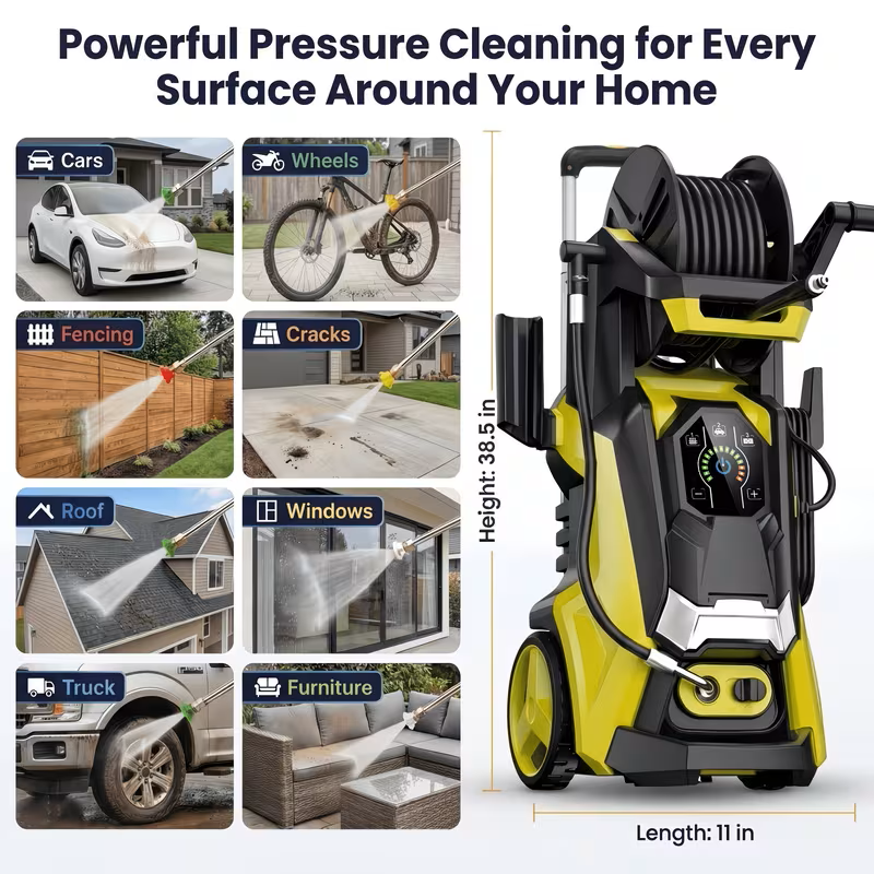 4500 PSI Electric Pressure Washer with Foam Cannon and Hose Reel