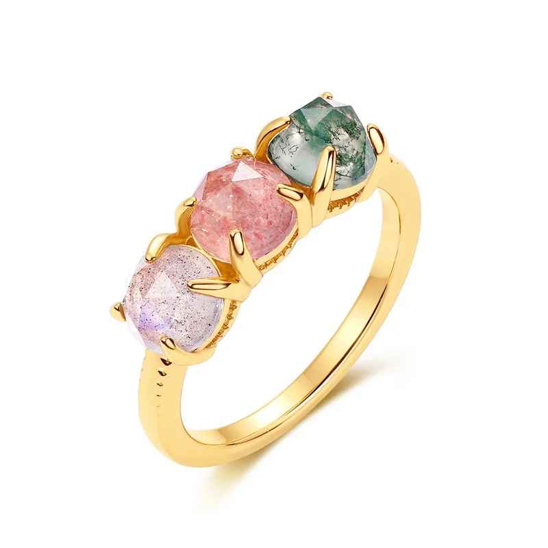 La Trinité Moss Agate Trio Ring
