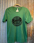 Cheers To Good Beers graphic t-shirt in green on a neutral background
