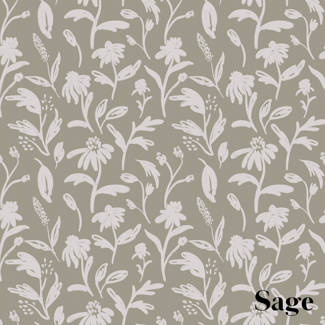Margot Sage Green Floral Removable Wallpaper for Nursery Decor