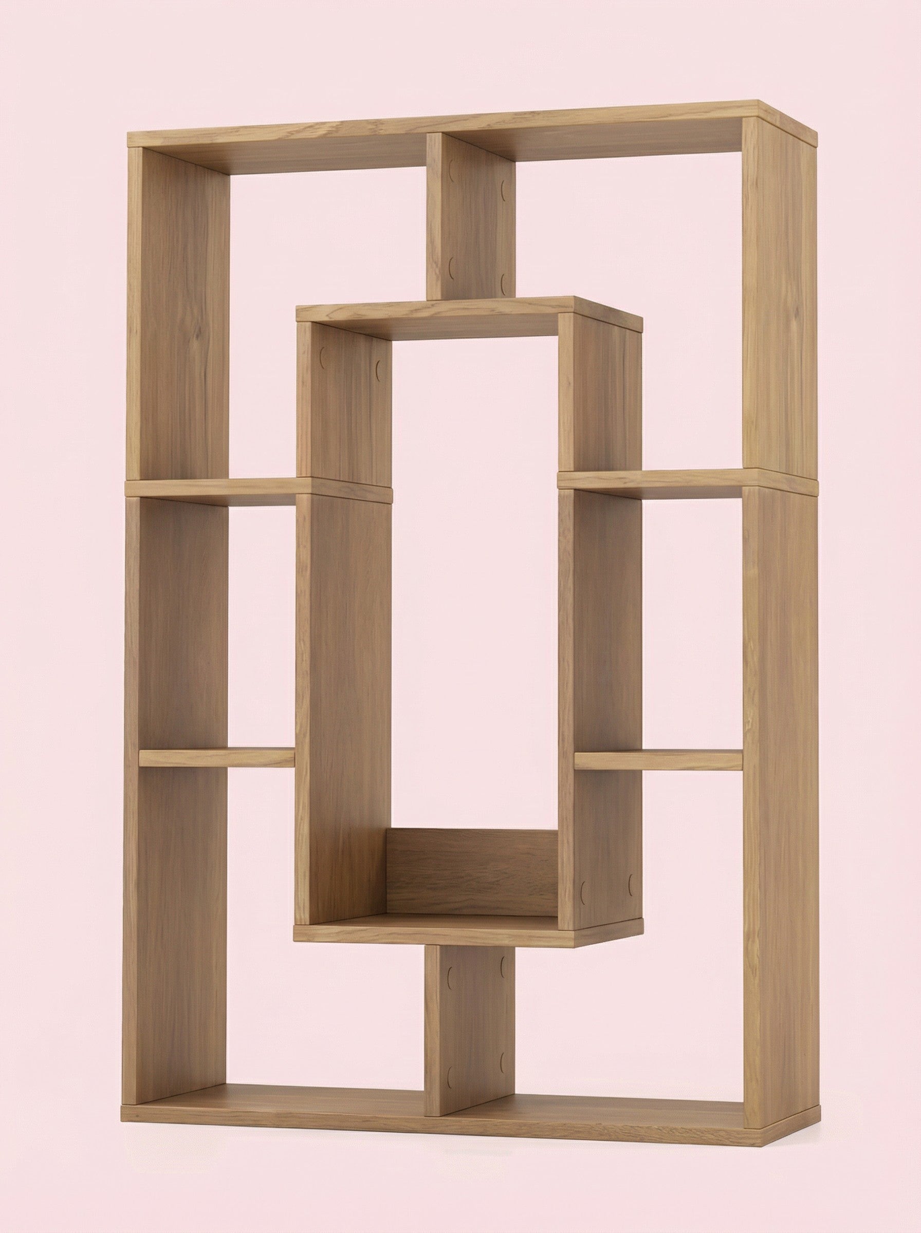 7-Tier Geometric Bookshelf, Narrow Bookcase for Small Spaces