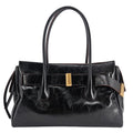 Emeralda Black Leather Shoulder Bag