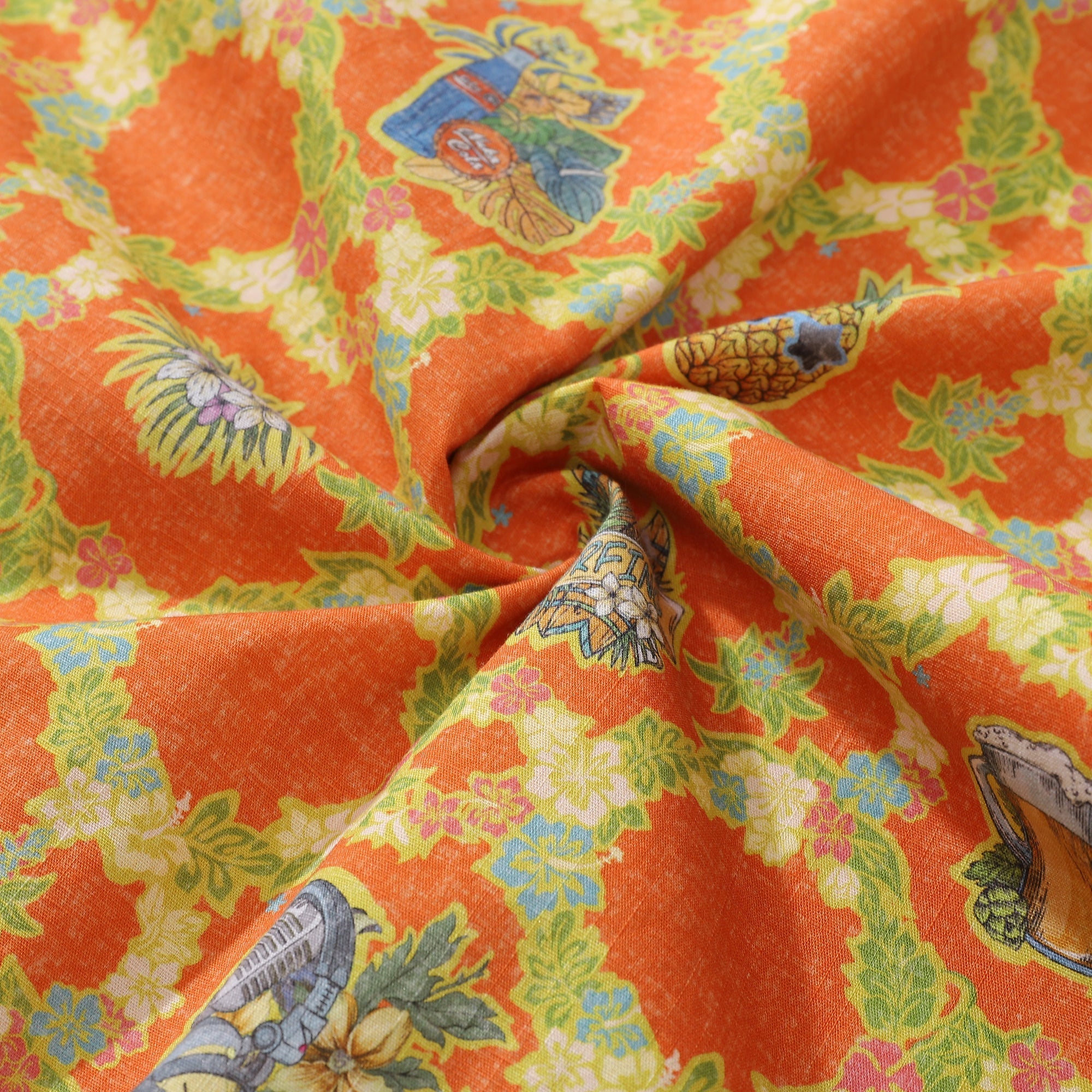 Vintage Tropical Hawaiian Shirt: Music Print Relaxed Fit Cotton