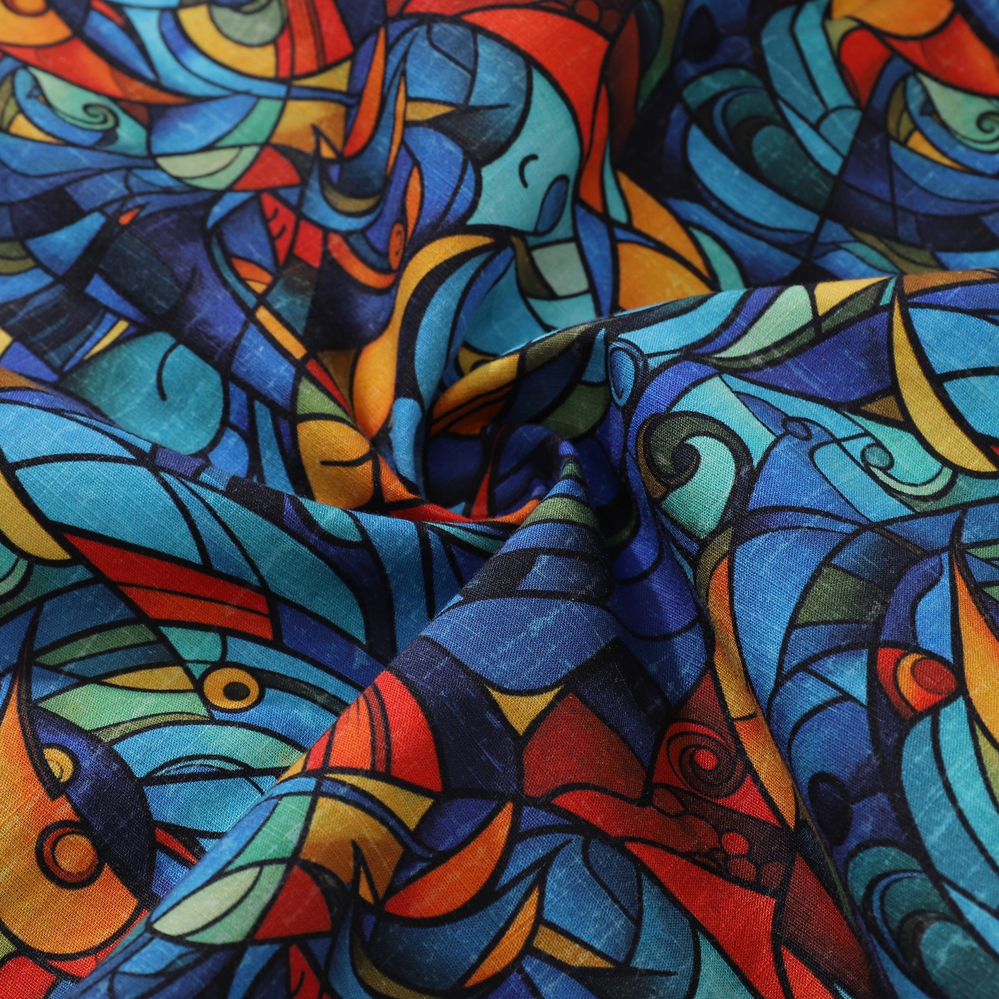 1960s Vintage Men's Cubism Print Cotton Hawaiian Aloha Shirt
