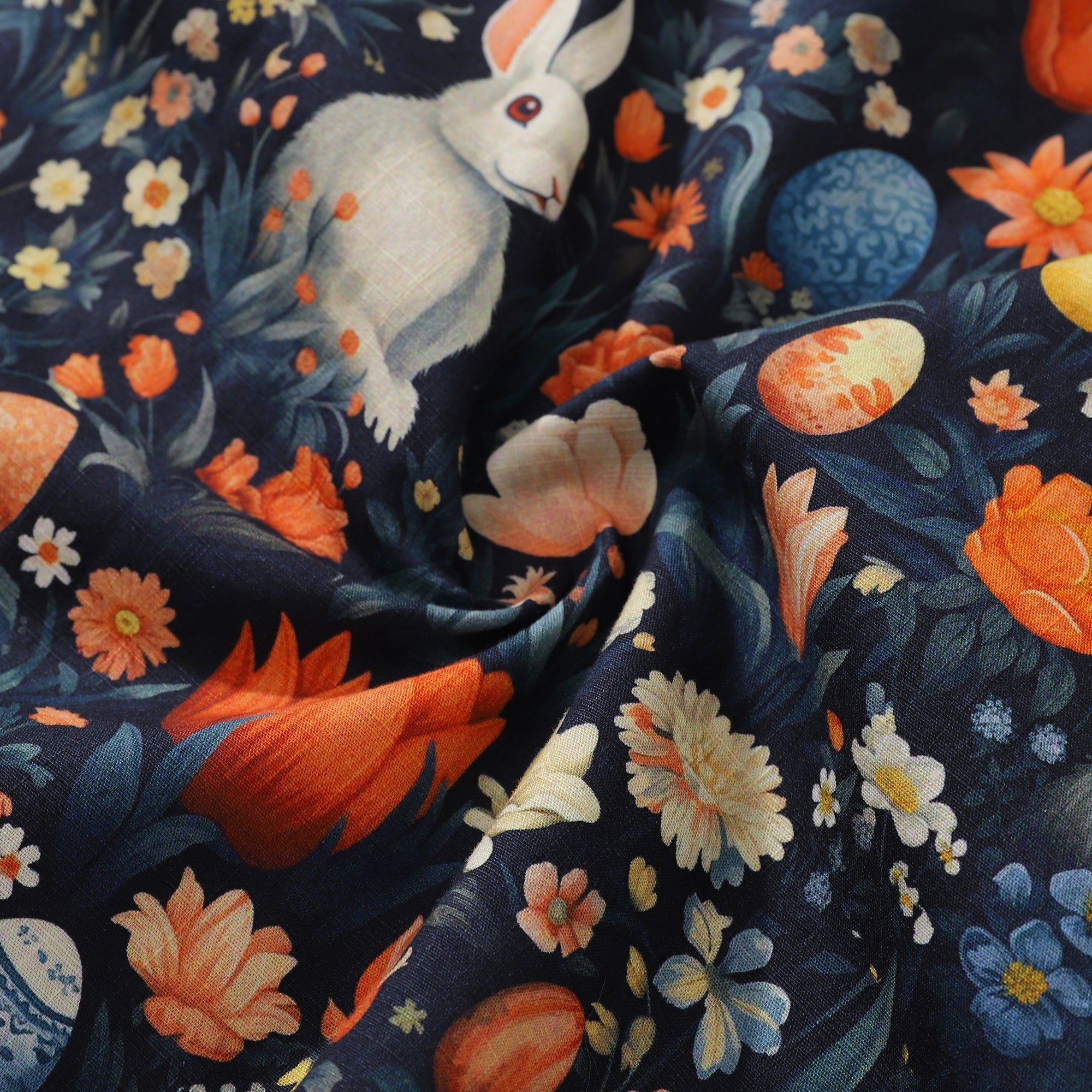 Whimsical Easter Print Cotton Camp Collar Shirt for Men