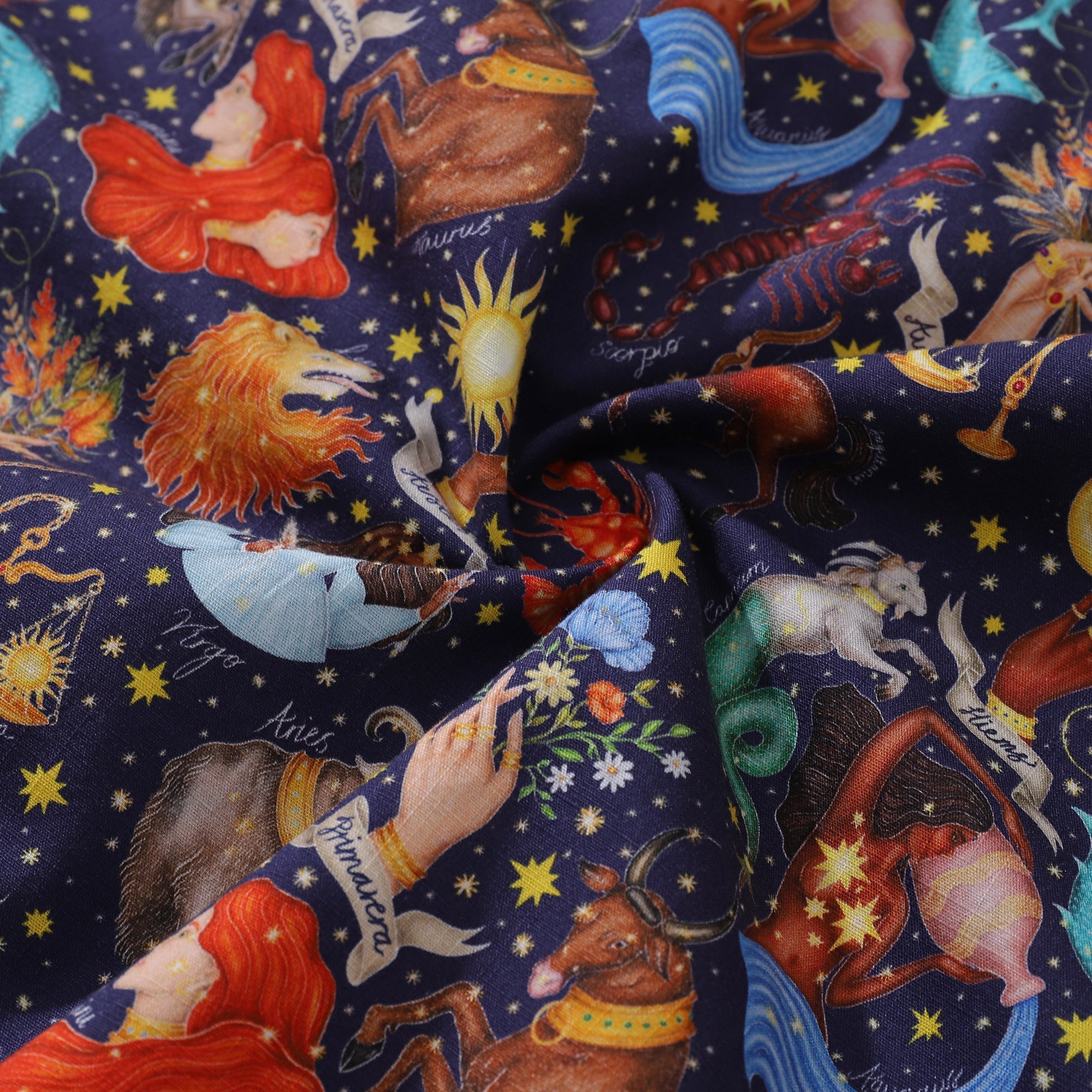 Men's Zodiac Embrace the Seasons Cotton Aloha Shirt Navy Blue