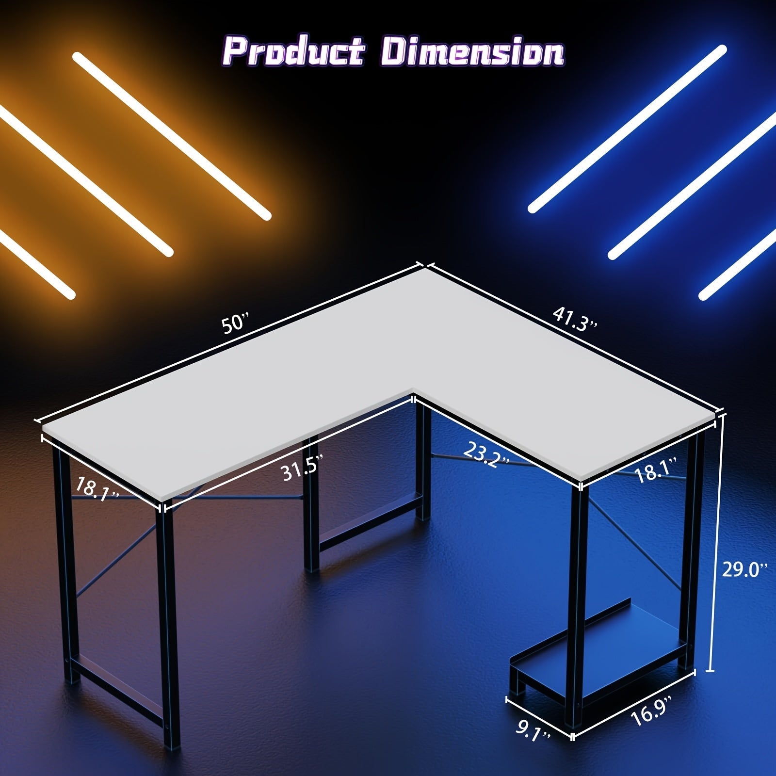 L-Shaped Corner Computer Desk with Storage Pocket Industrial Wood