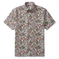 Men's sophisticated botanical floral print button-down cotton shirt