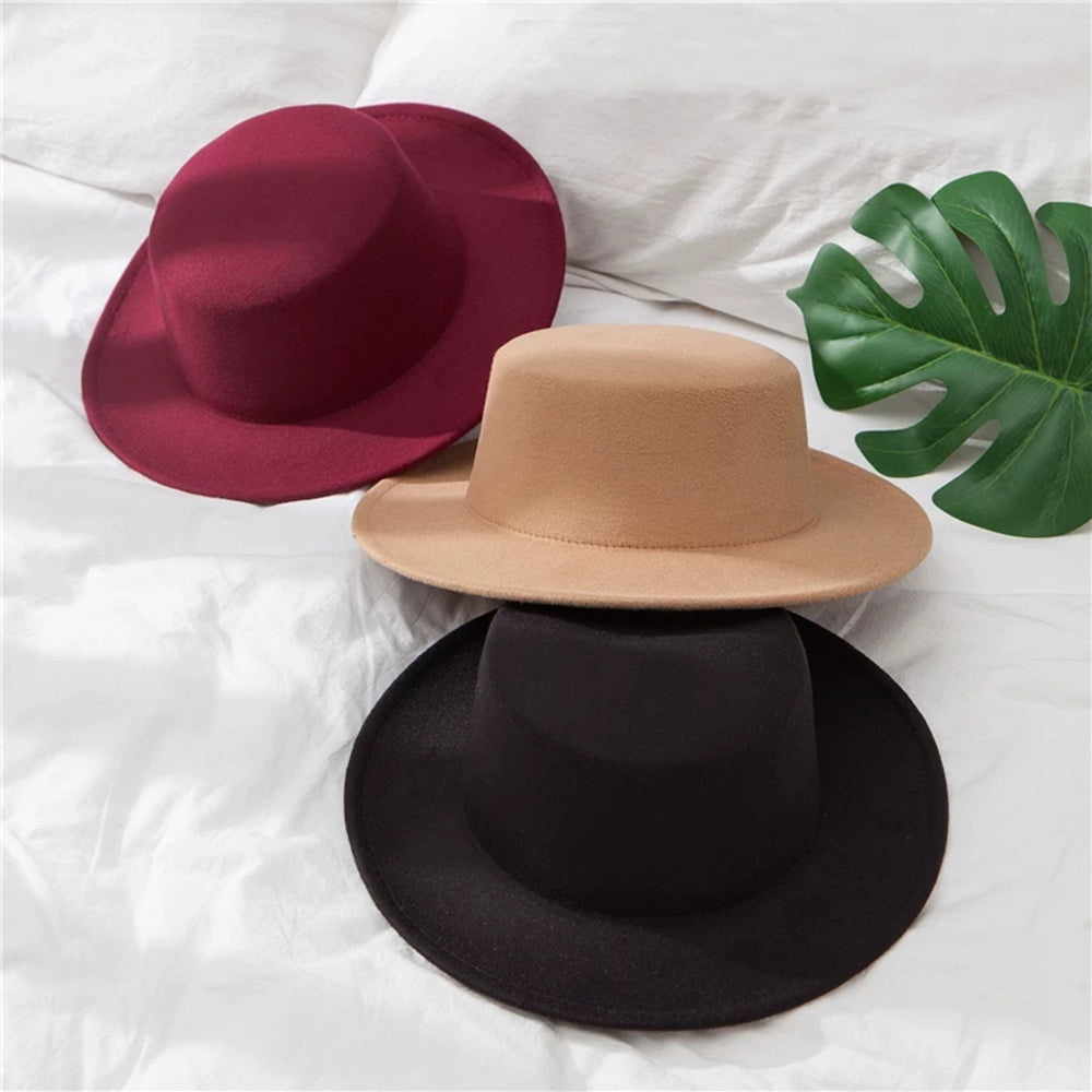 Classic Wide Brim Felt Fedora Hat for Men and Women