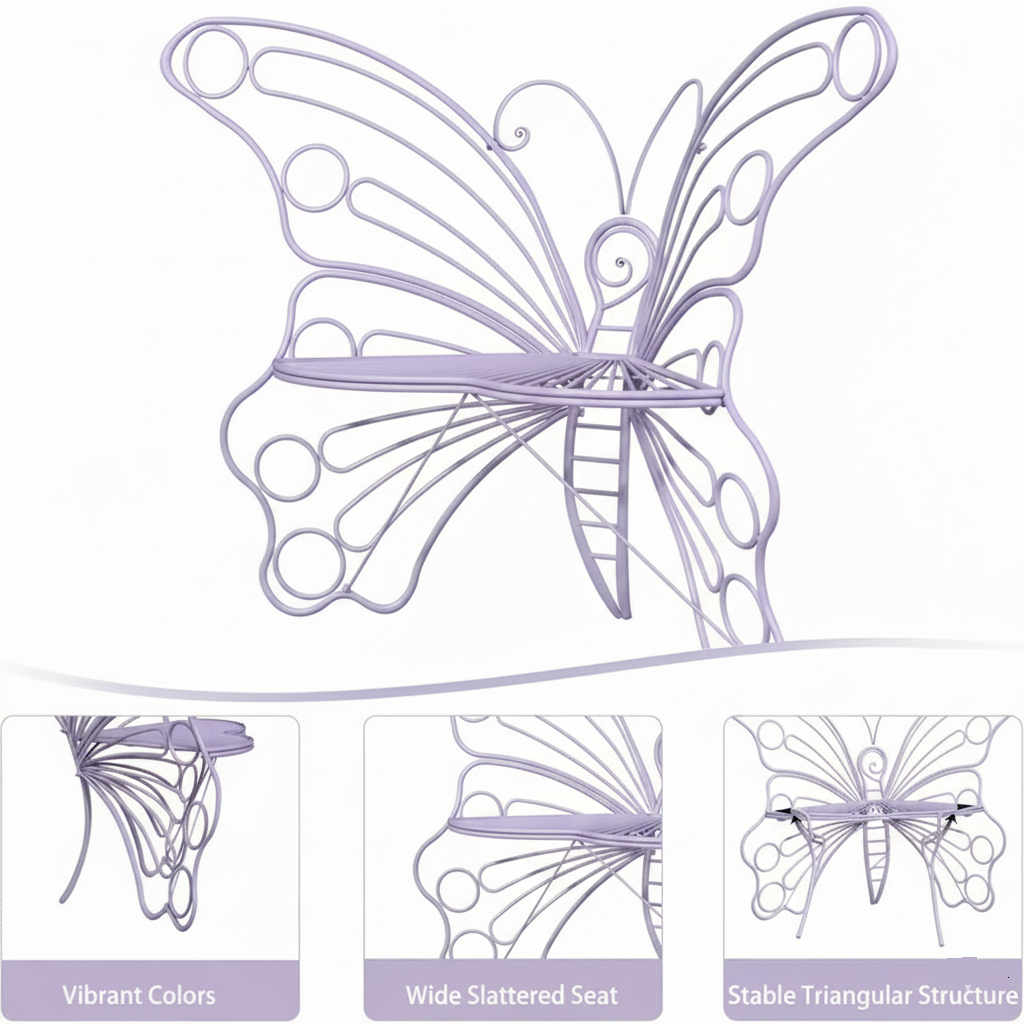 50-Inch Whimsical Garden Bench in Teal, Lavender, or Tan
