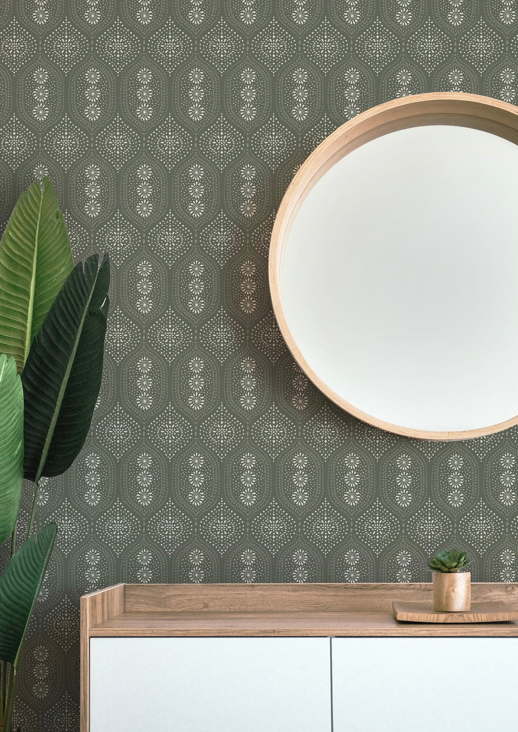 Holloway Geometric Wallpaper - Bohemian Off-White, Beige, and Taupe