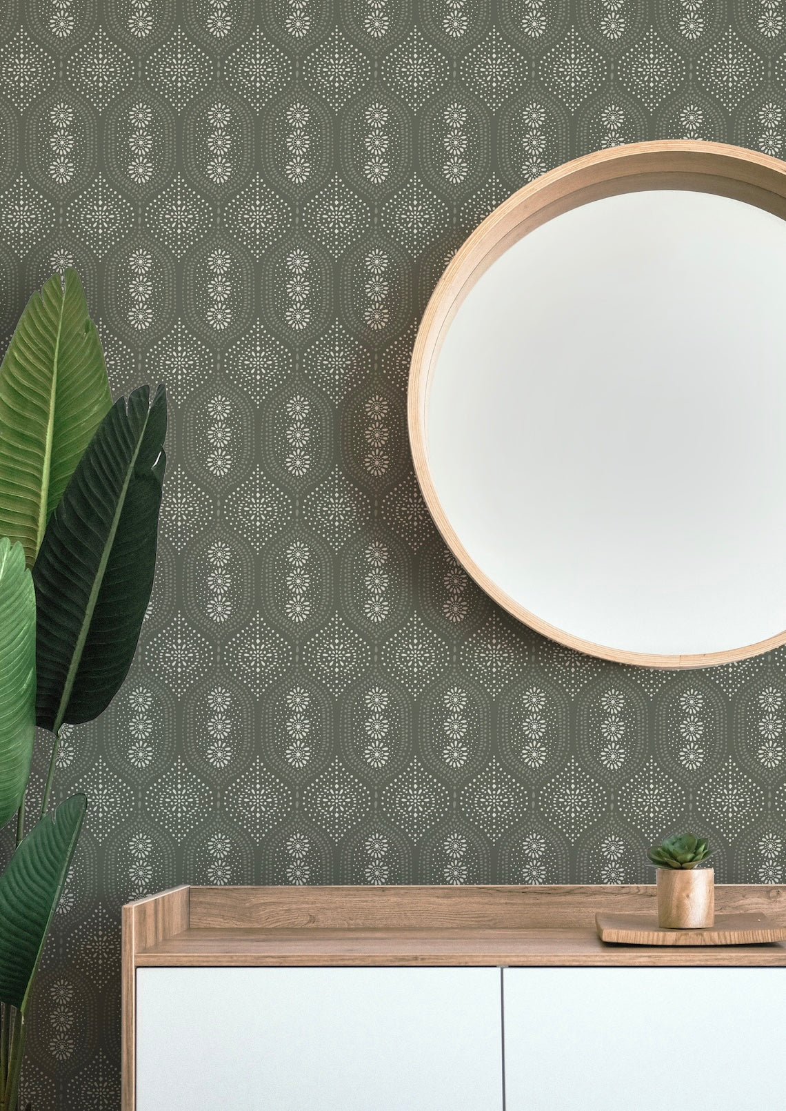 Holloway Geometric Wallpaper - Bohemian Off-White, Beige, and Taupe