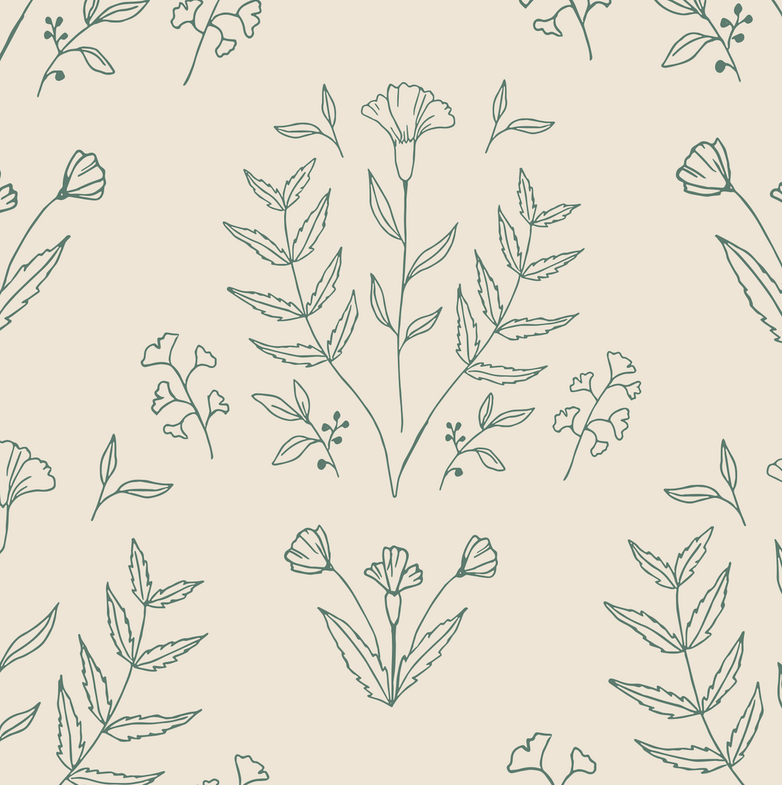 Ayla Floral Wallpaper in Cream, Sage Green & Muted Rose