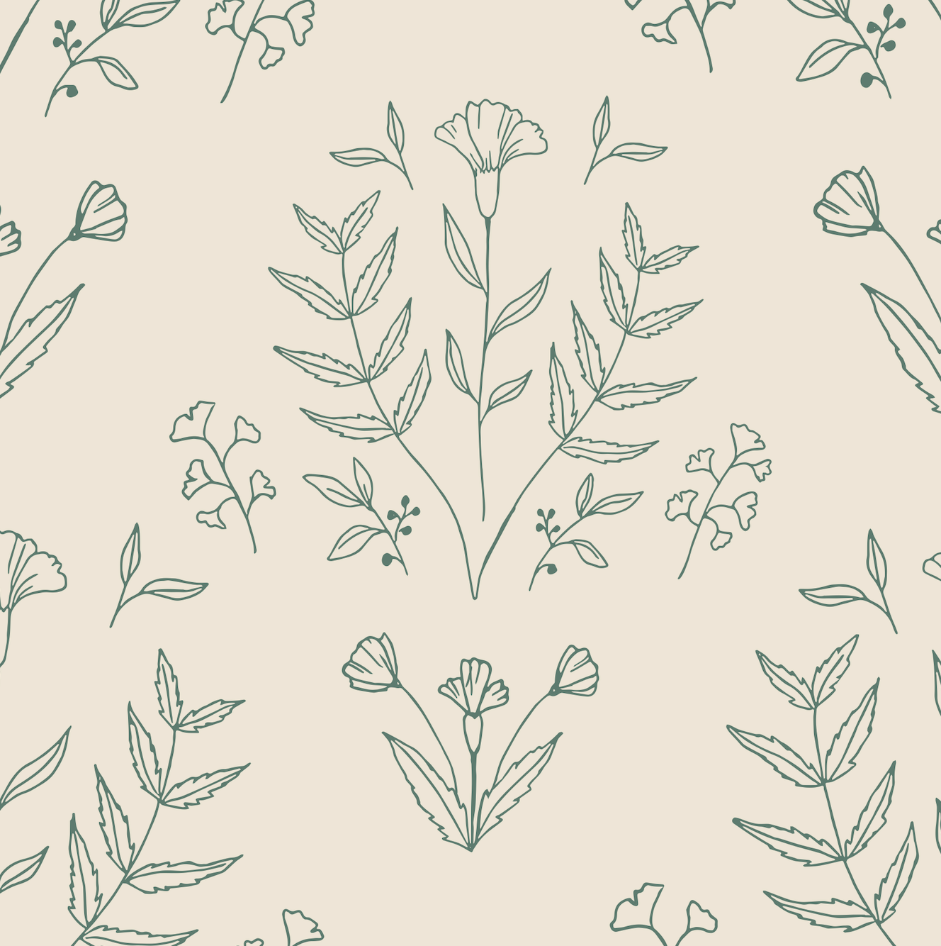 Ayla Floral Wallpaper in Cream, Sage Green & Muted Rose