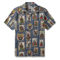 Men's camp collar Hawaiian shirt with Norse mythology woodcut print