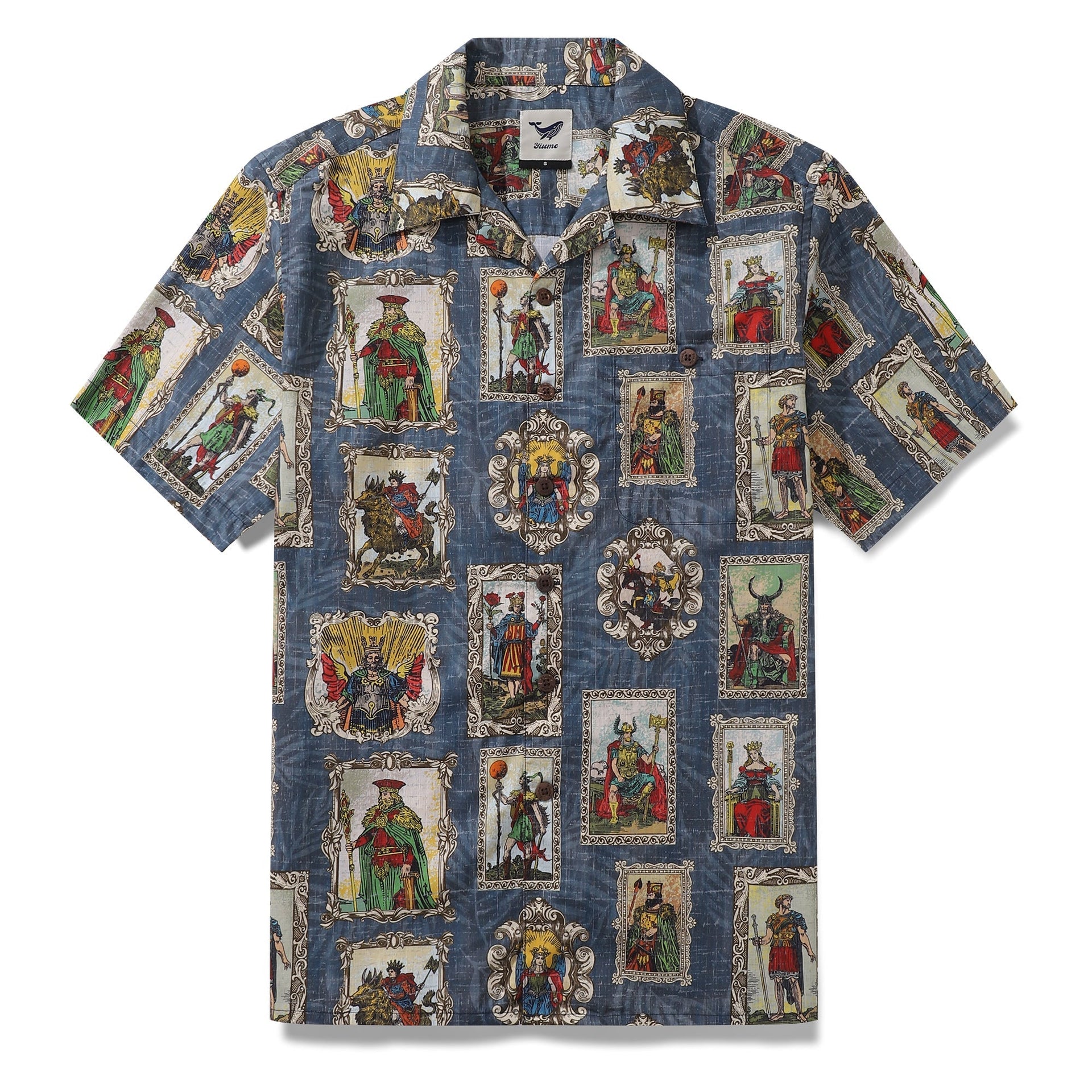 Men's camp collar Hawaiian shirt with Norse mythology woodcut print