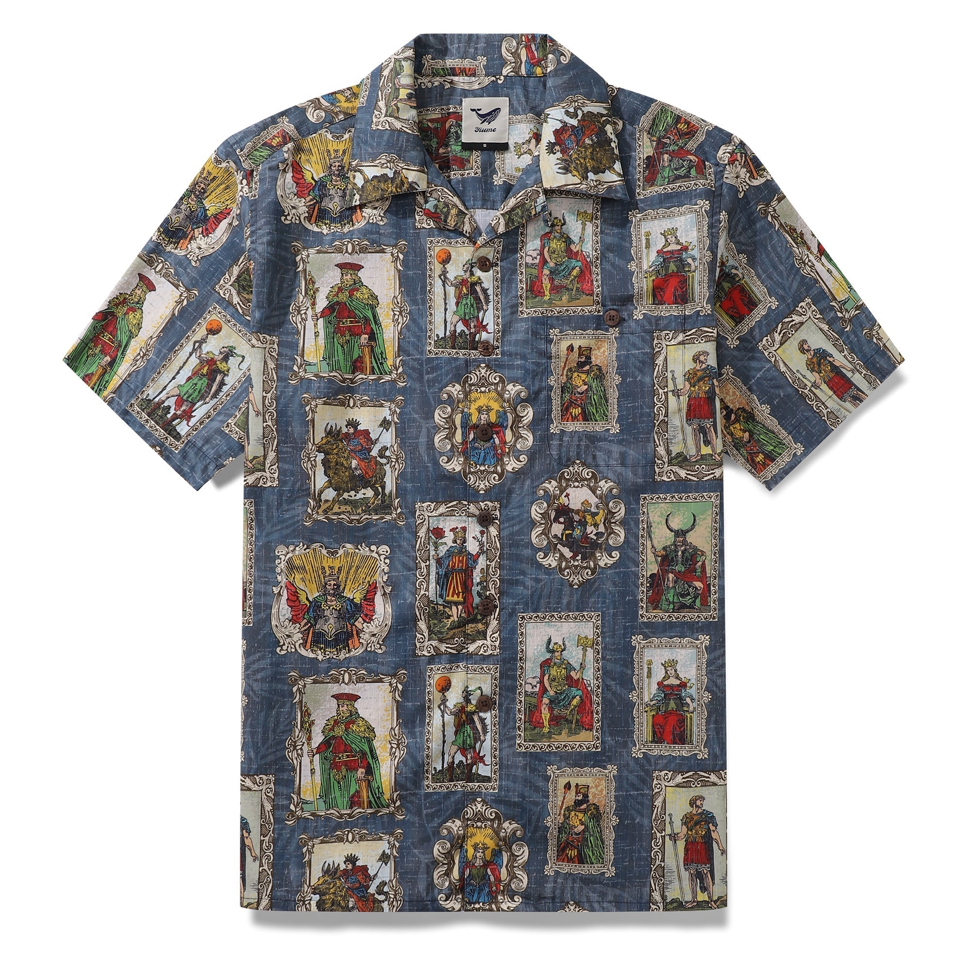 Men's camp collar Hawaiian shirt with Norse mythology woodcut print