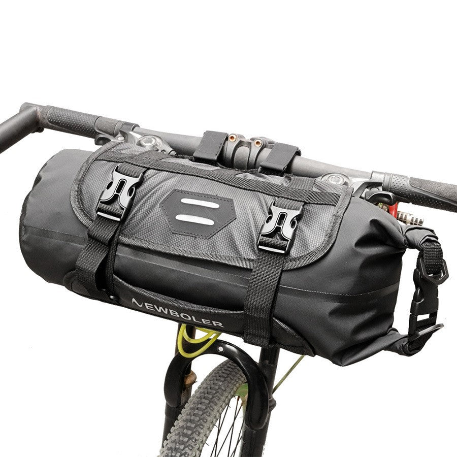 Waterproof nylon and TPU handlebar bag mounted on a road bicycle frame
