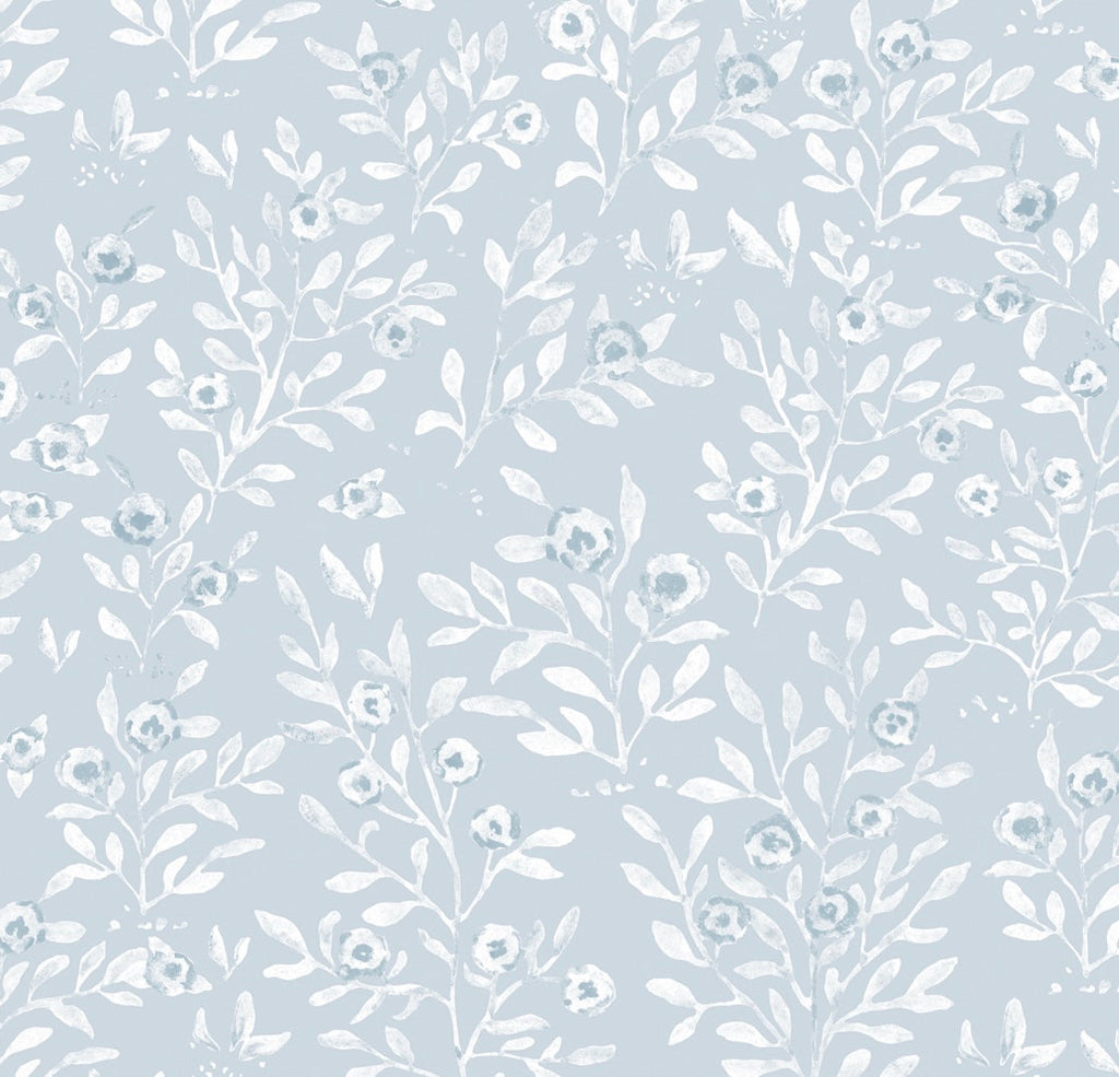 Jessi Floral Wallpaper in Light Blue and White - Traditional