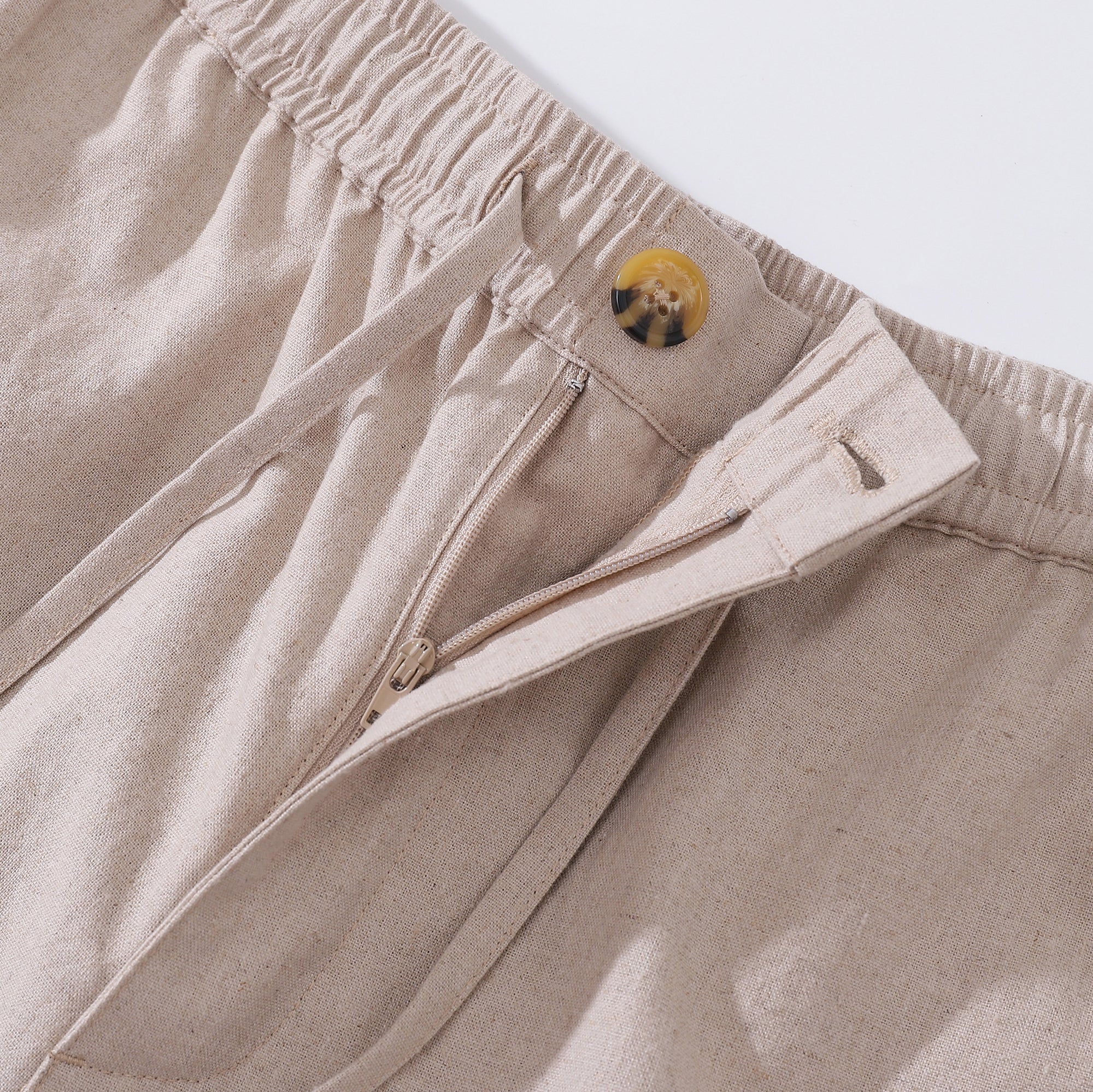 Mid-Rise Straight Bermuda Shorts 8-10 Inch Cotton Linen Blend