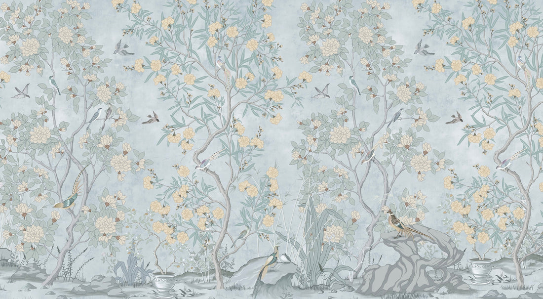 Neely Floral Removable Wallpaper Traditional Chinoiserie Style