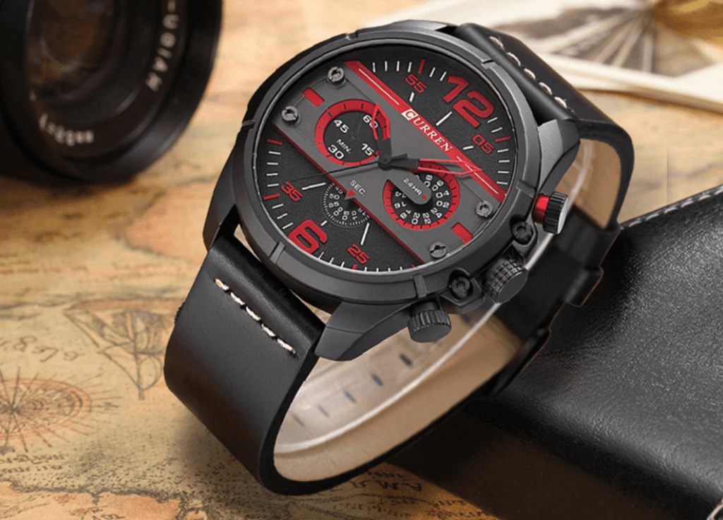 Men's Waterproof Retro Chronograph Watch with Leather Strap