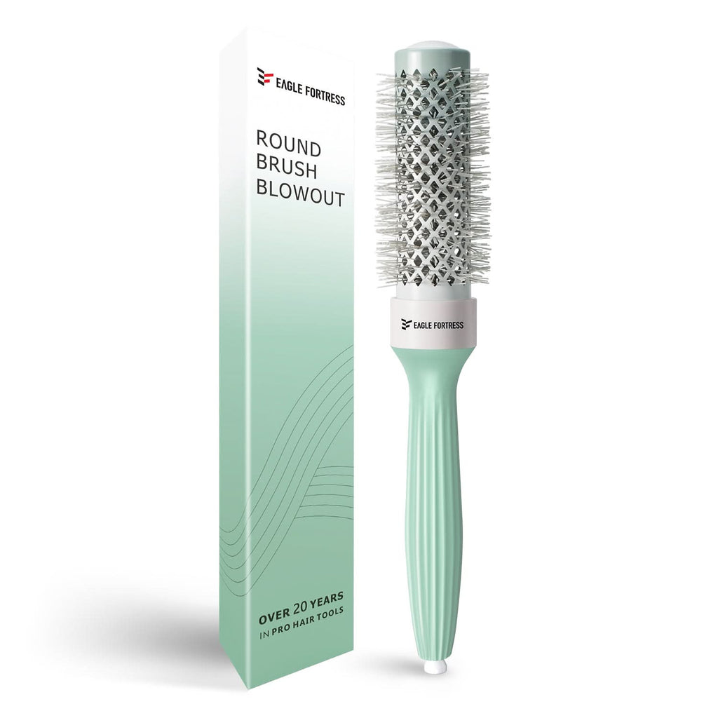 1.26 inch professional round hair brush in pastel mint green and white