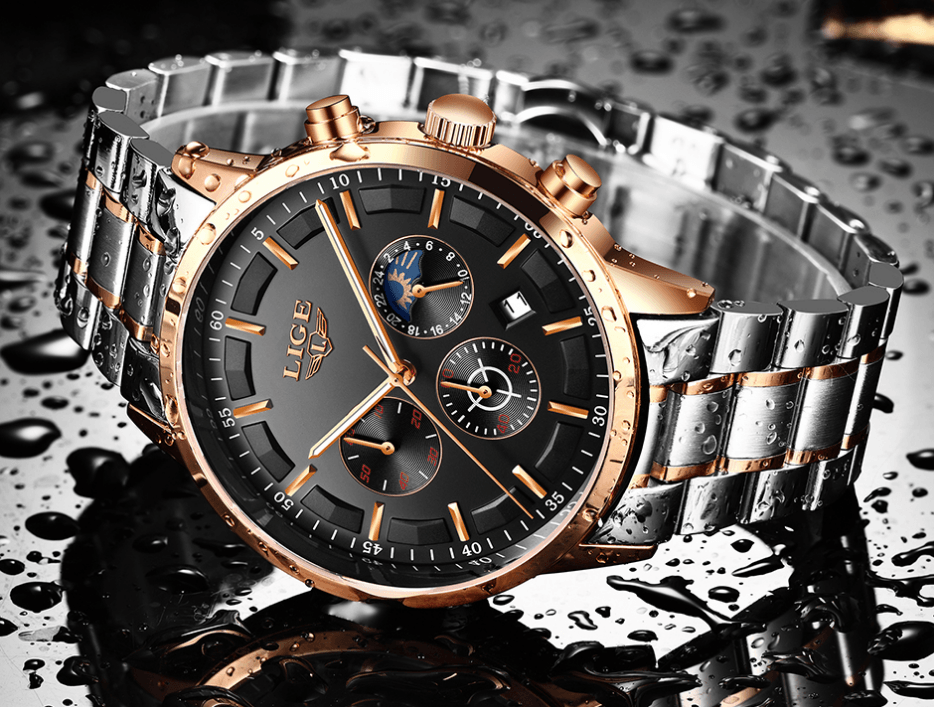 Men's Waterproof Chronograph Watch with Date Display & Luxury Dial