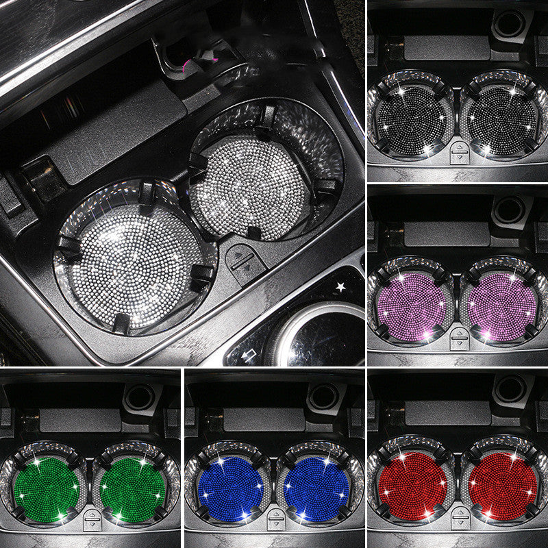 2PCS Glamorous Crystal Rhinestone Car Cup Holder Coasters - 2.75"
