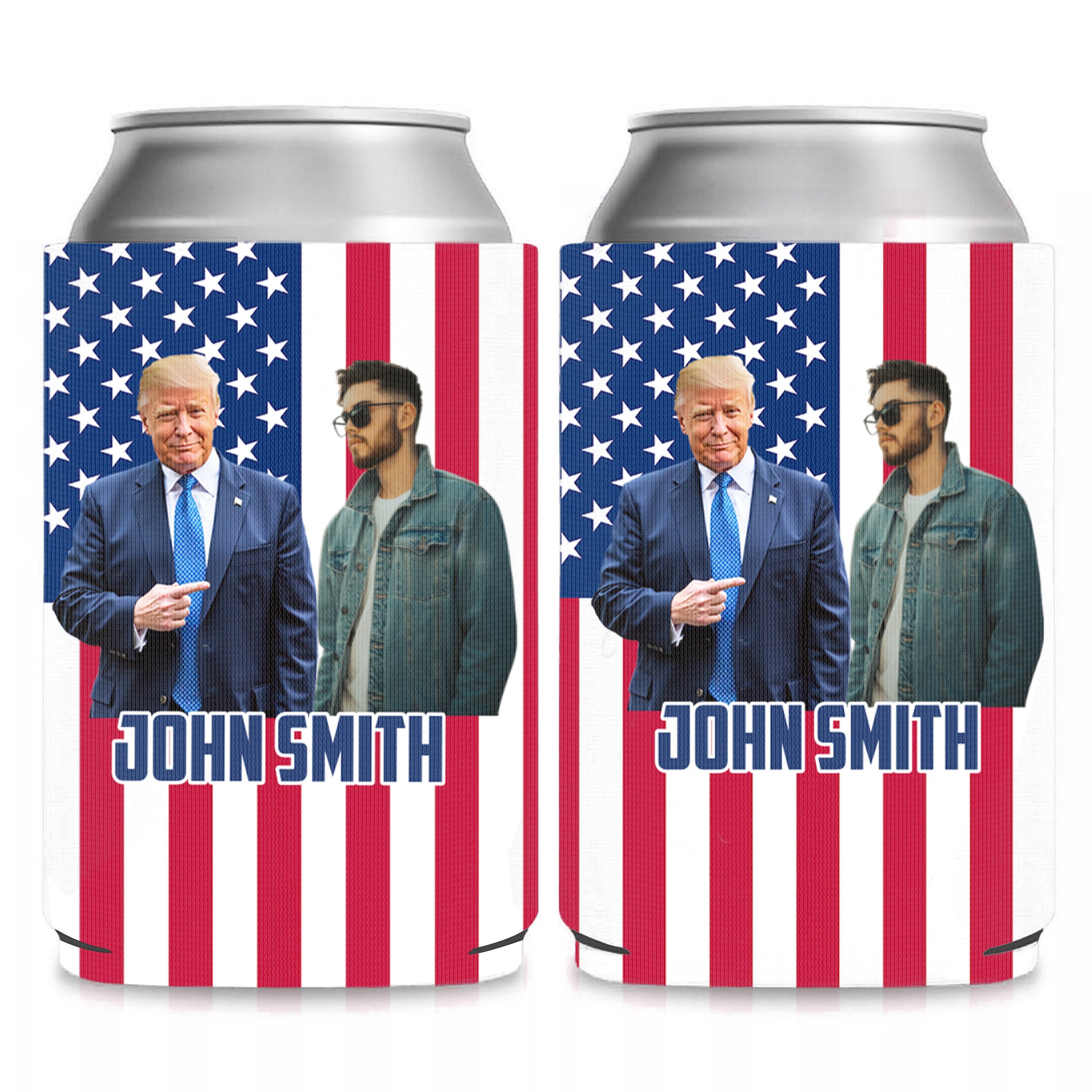 Personalized Photo With Trump Can Cooler | President Trump Can Holder | Family Gift Can Sleeve For Drinks 682434 - GOP