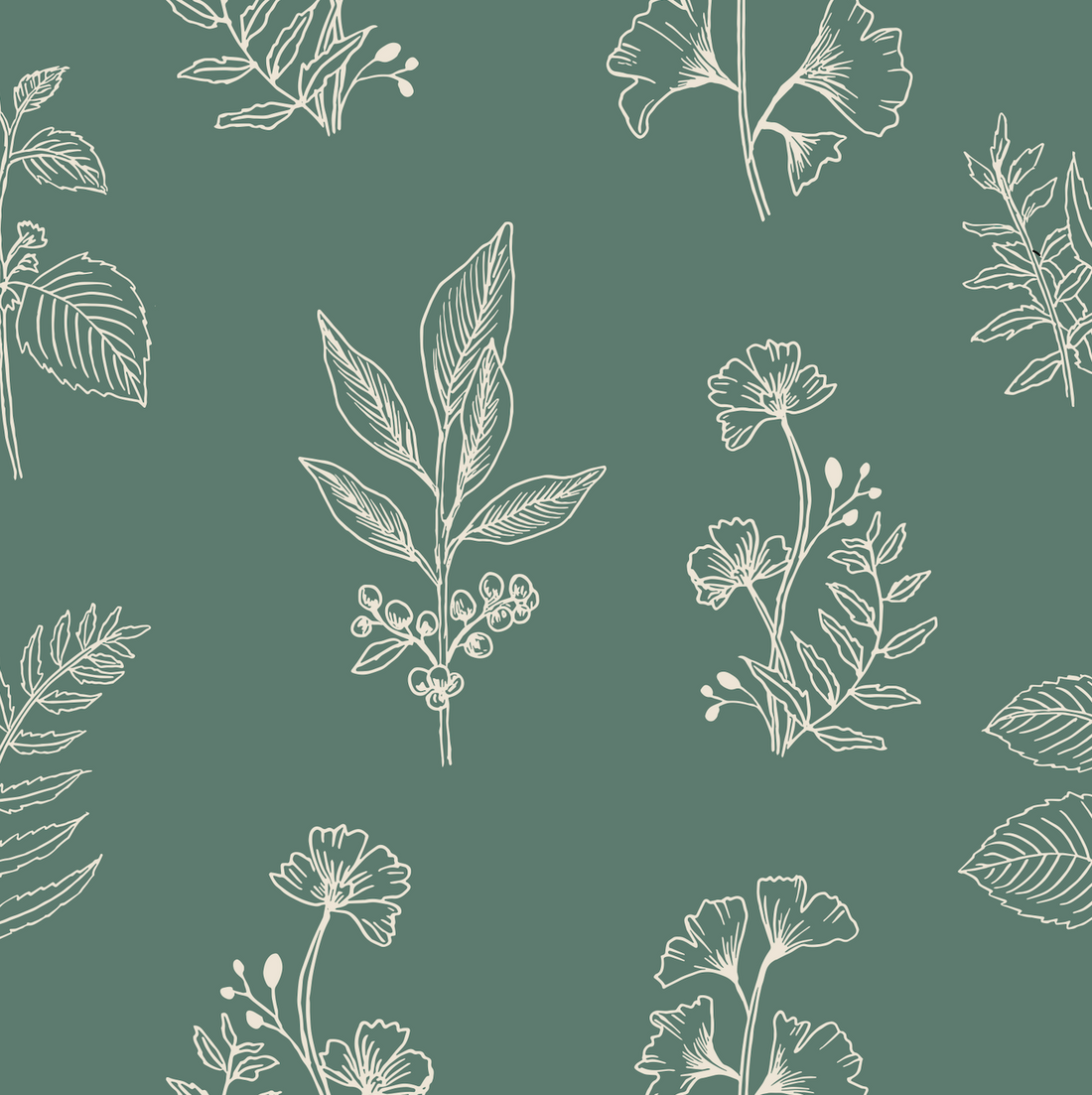 Luca Botanical Floral Removable Wallpaper in Green and Pink