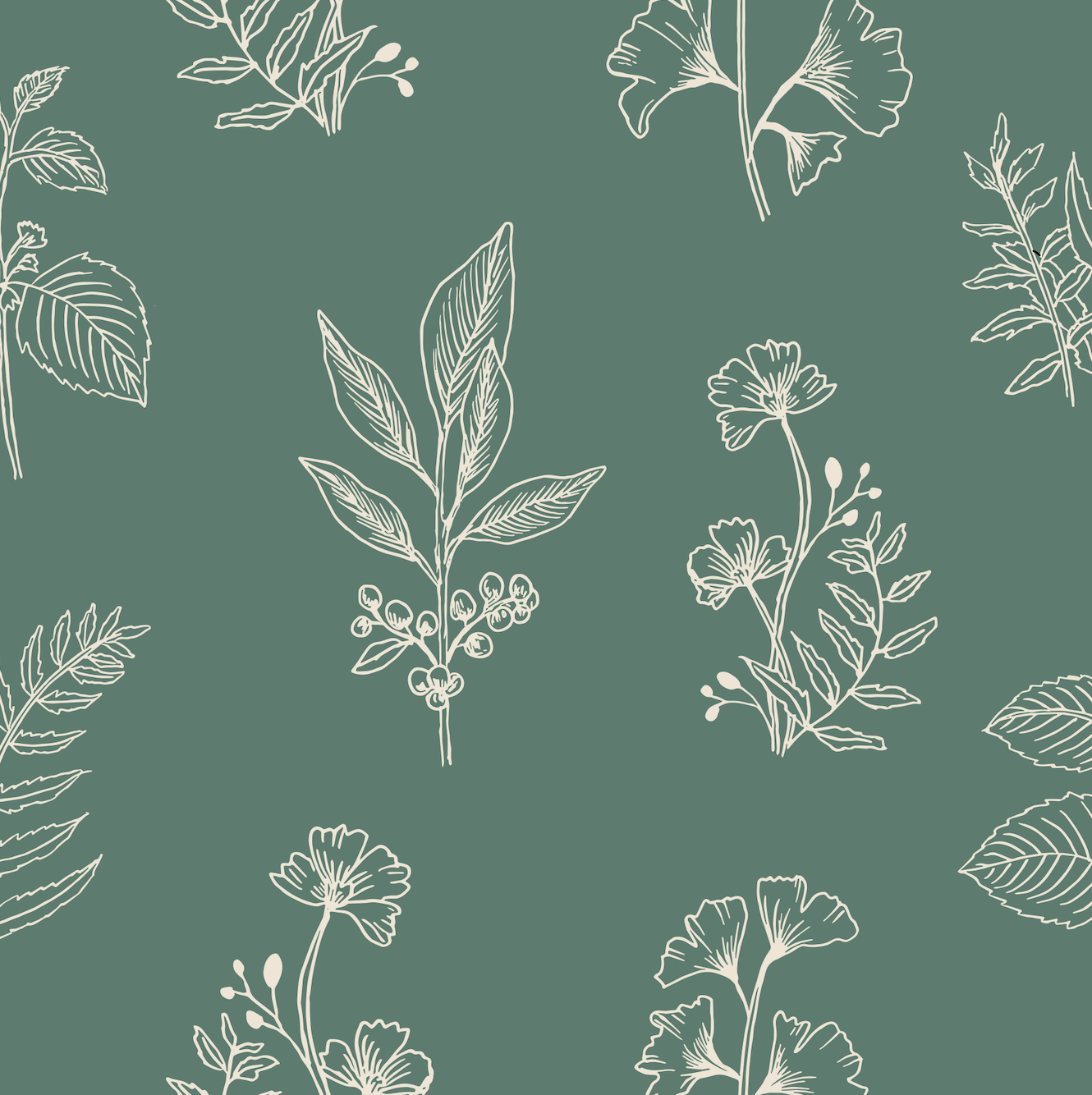 Luca Botanical Floral Removable Wallpaper in Green and Pink