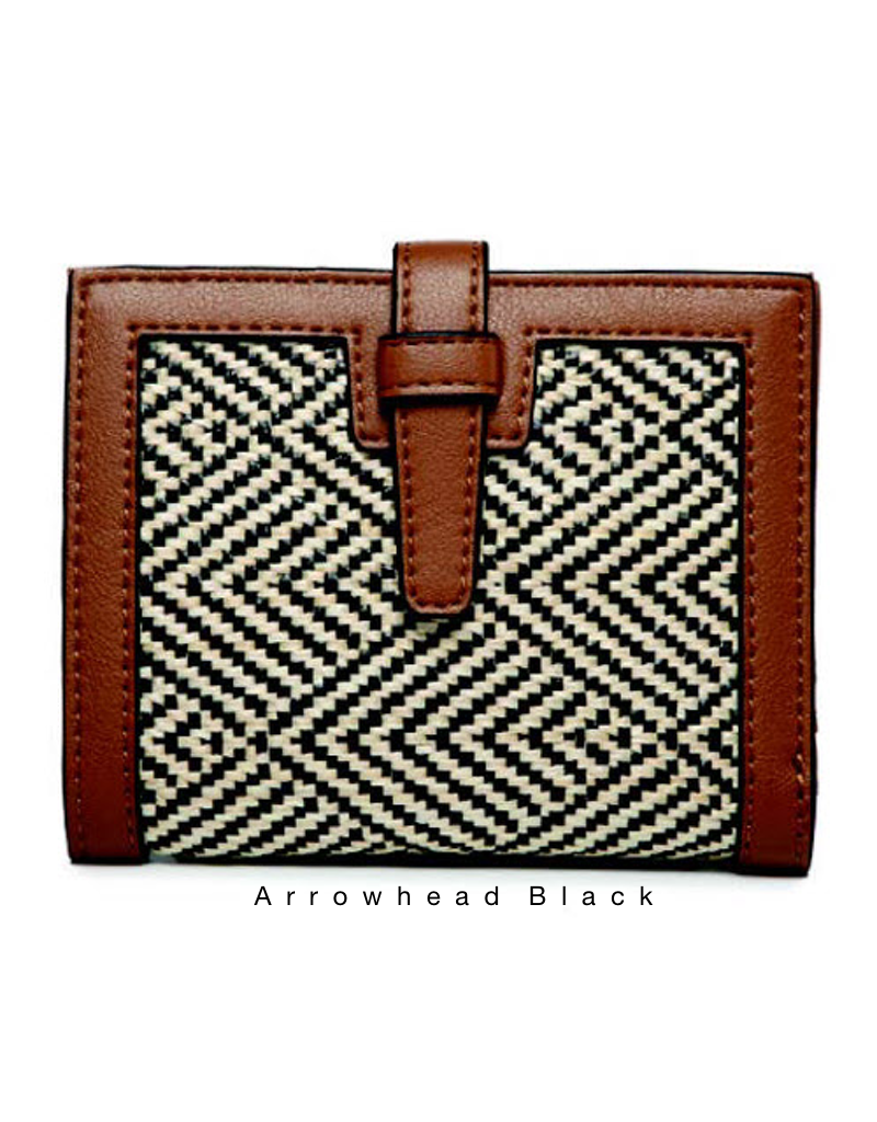 Geometric Leather Wallet - Minimalist Bohemian Small Zip Purse