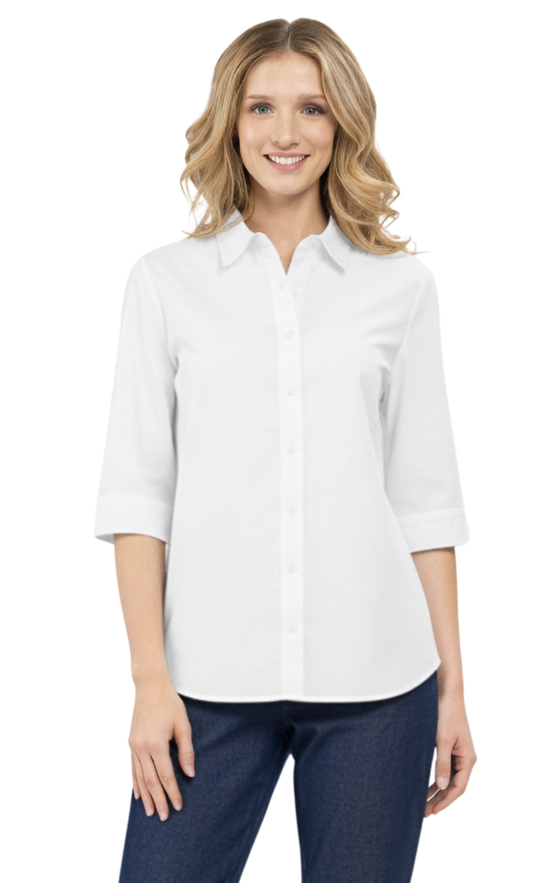 Women's 3/4 Sleeve Button-Down Camp Shirt Regular Fit