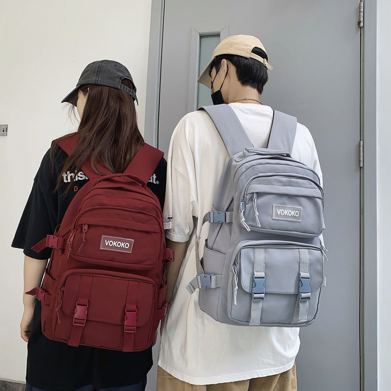 Durable canvas utility backpack with solid color finish