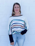 Kate Striped Wide Neck Top in a relaxed long-sleeve knit fabric for a casual coastal look