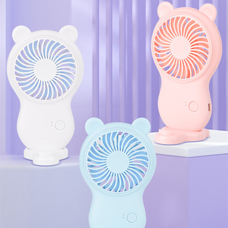 Cute handheld fairy wand style mini fan for kids with desktop stand and USB cable