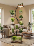 8-Tier Metal Corner Plant Stand - Modern Industrial Plant Shelf