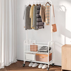 Rolling Laundry Sorter Cart with Hanging Rack and Shelf