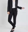 High rise black jeggings with thick waistband made from cotton-polyester blend